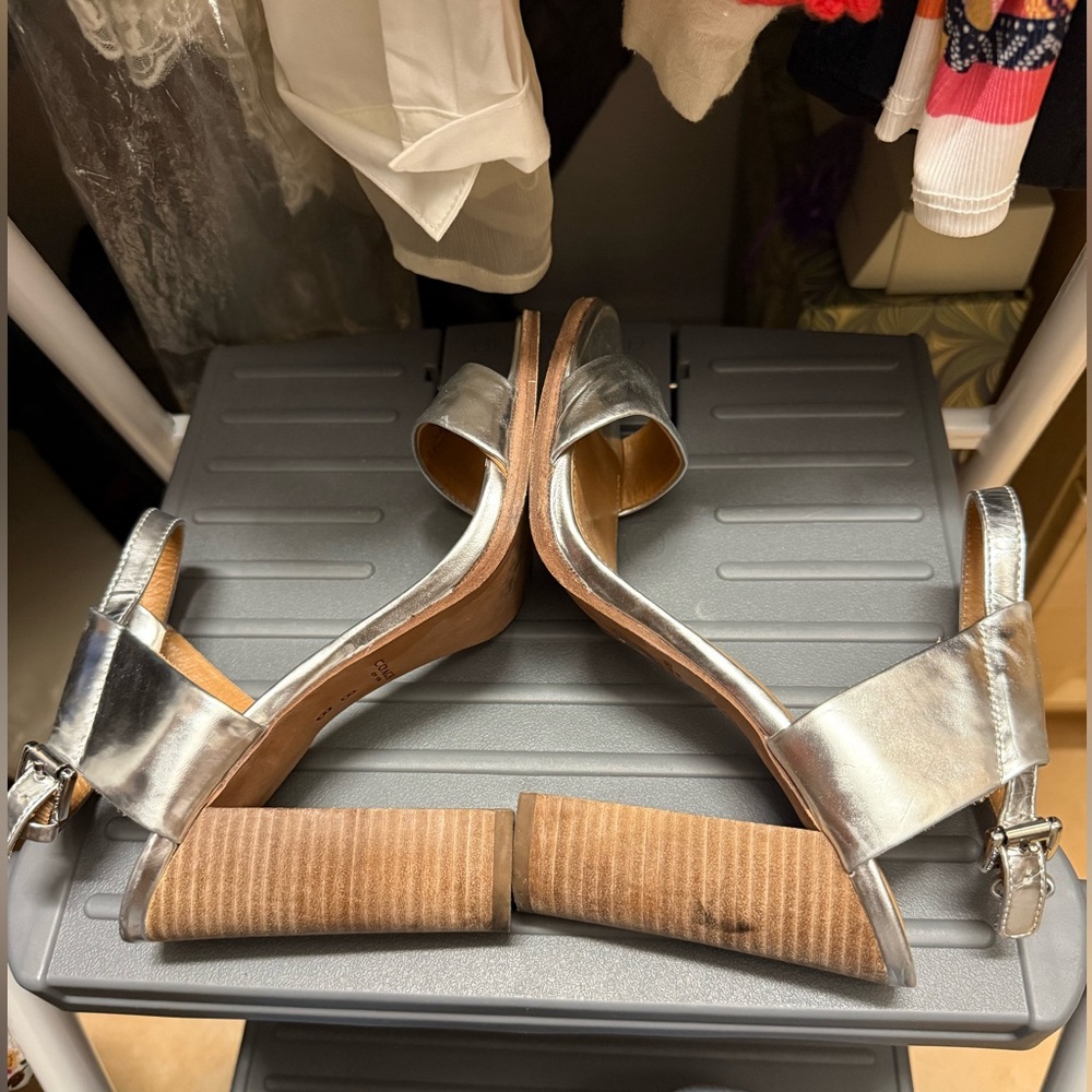 Coach Metallic Silver Ankle Strap Sandals - Picture 5 of 11
